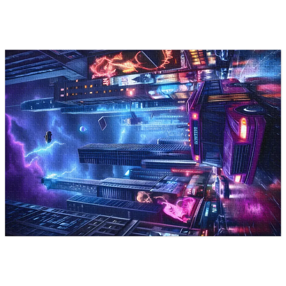 Neon Storm City 
 Jigsaw Puzzle in Tin Box