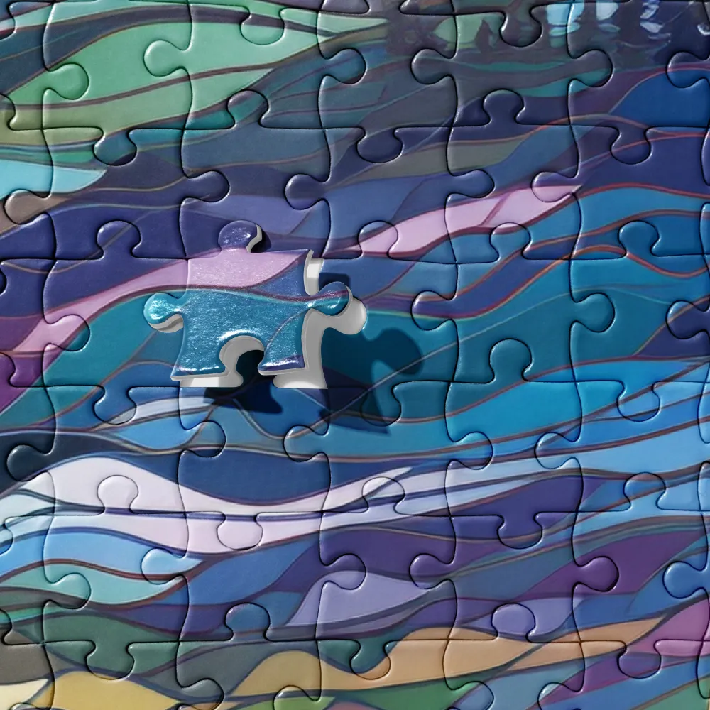Stained Glass Mountainscape 
 Jigsaw Puzzle in Tin Box