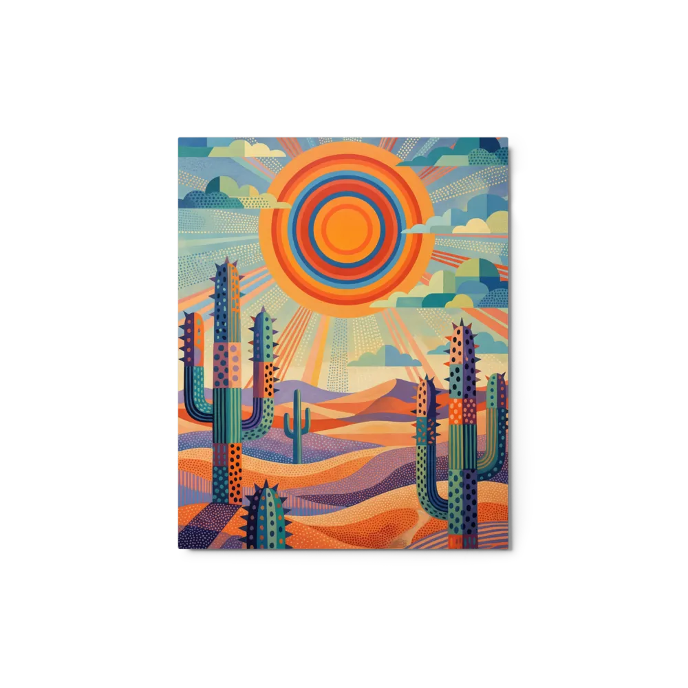 Geometric Desert Sunscape 
 Canvas with White Frame
