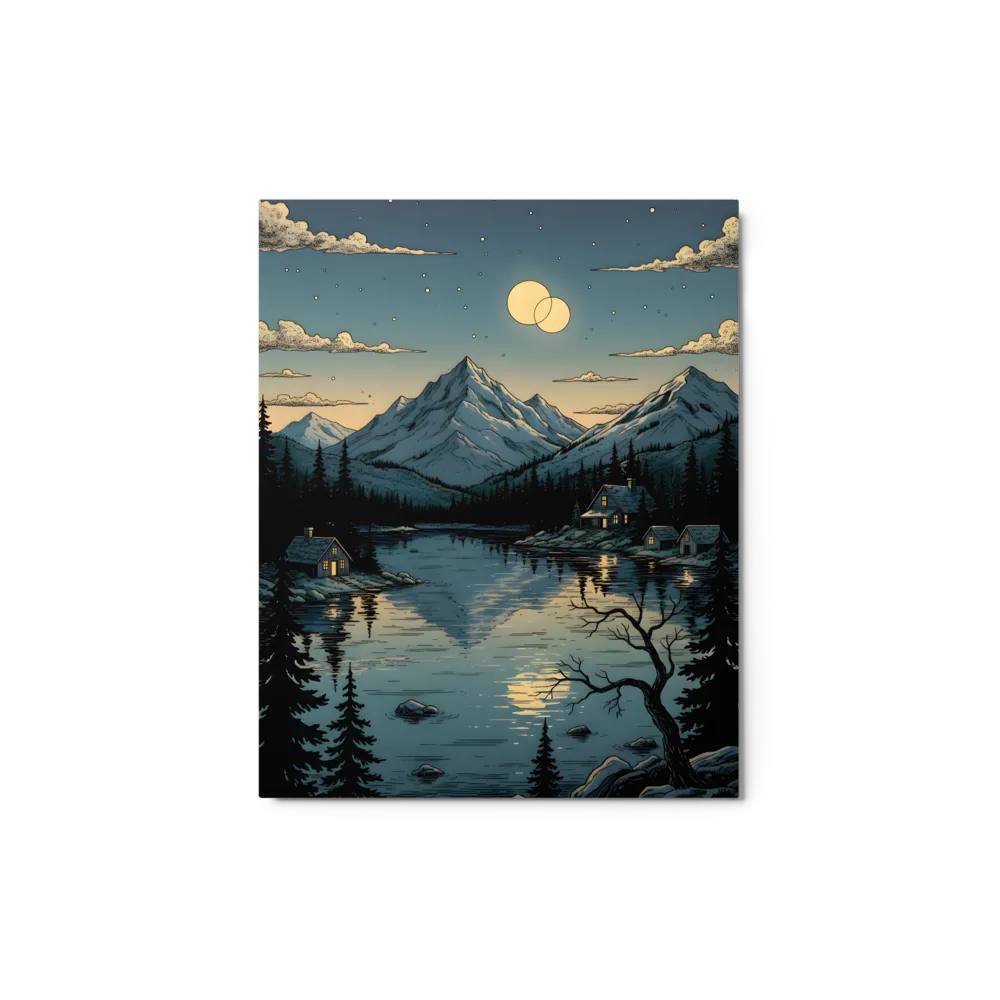 Moonlit Mountain Lake Reflection | Art Print