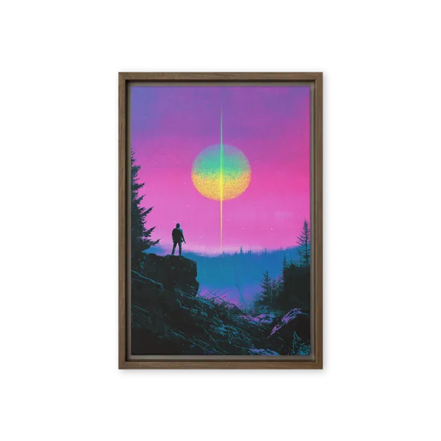 Solitary Figure in a Retro-Futuristic Cosmic Landscape | Art Print