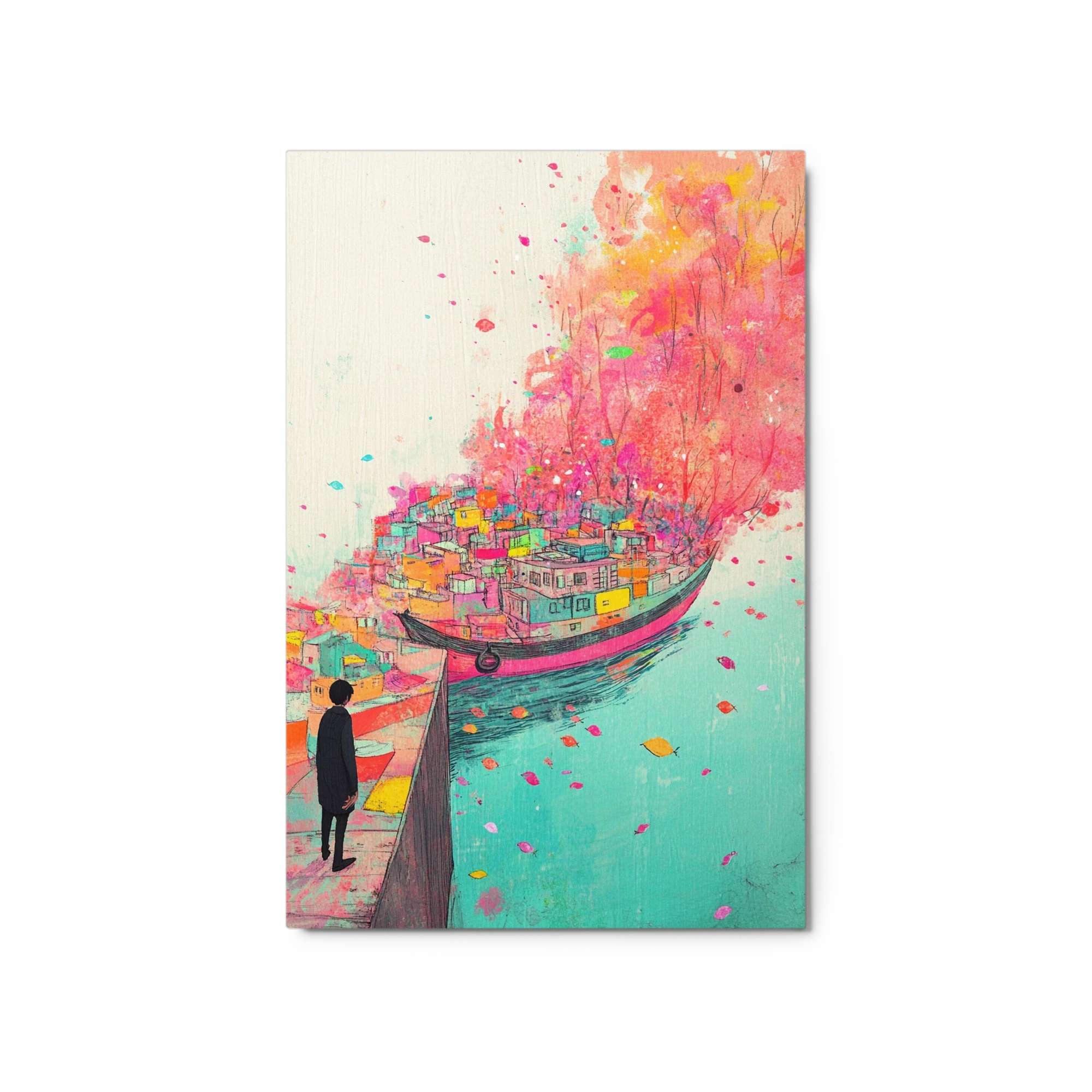 Surreal Colorful Boat Landscape