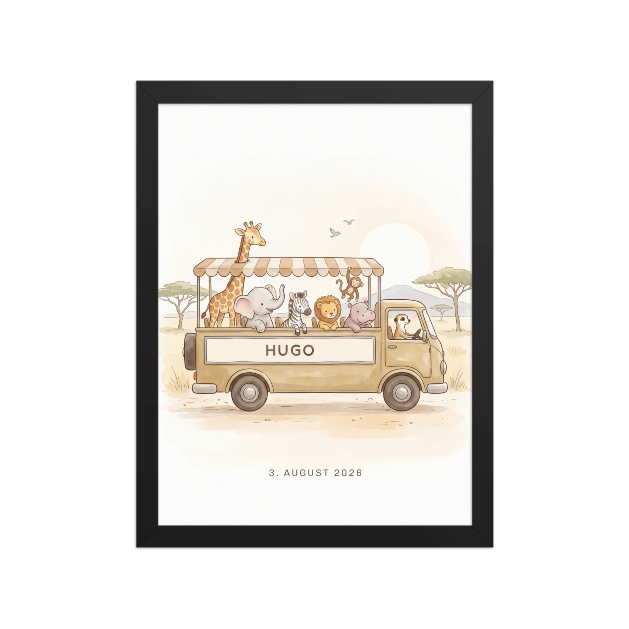 Safari Bus Nursery Name Art — example