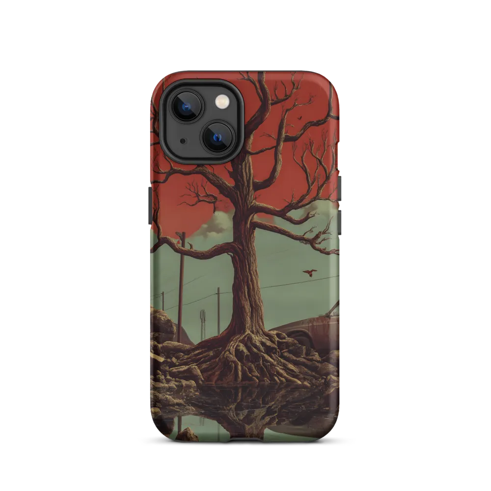 Surreal Tree Against Red Sky | Phone Case