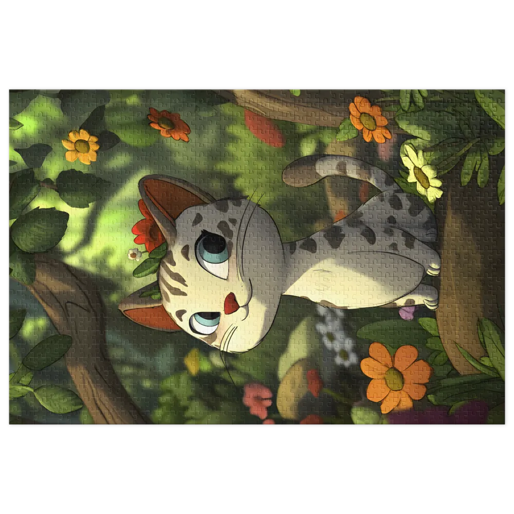 Whimsical Forest Kitten 
 Jigsaw Puzzle in Tin Box