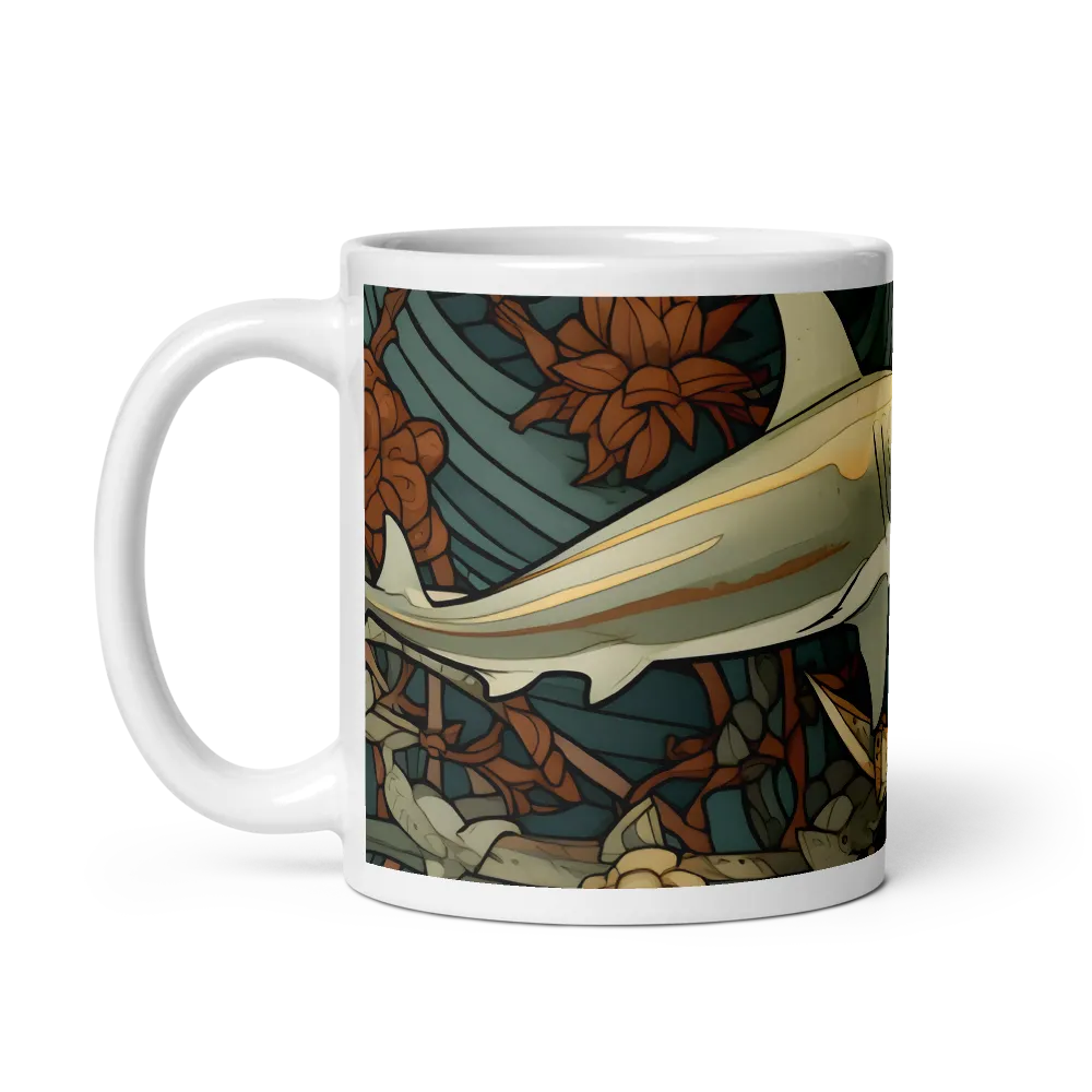 Art Nouveau Shark Pattern 
 Mug with Golden Yellow inside | 11 oz