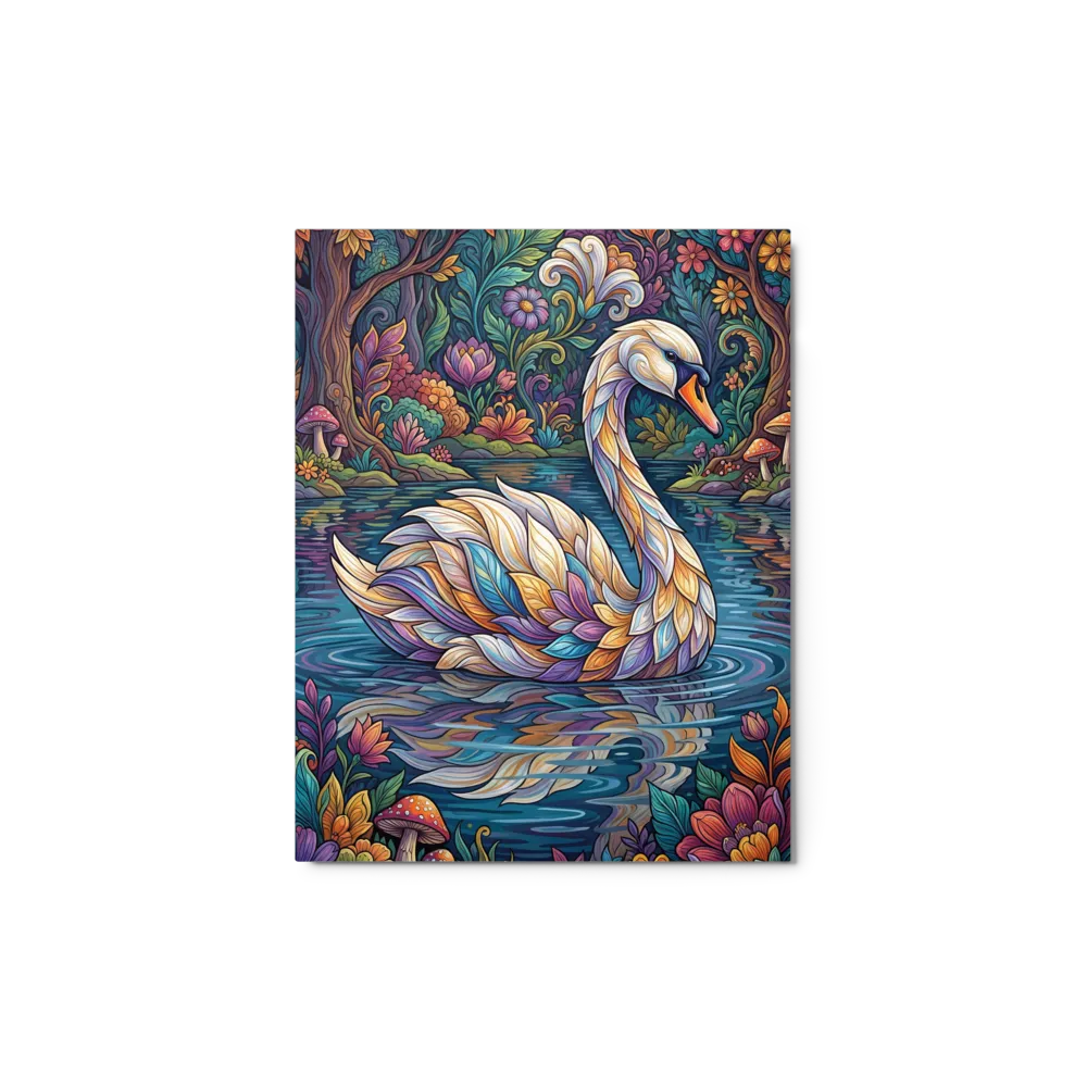 Art Nouveau Stained Glass Swan 
 Art Print | 18″x 24″
