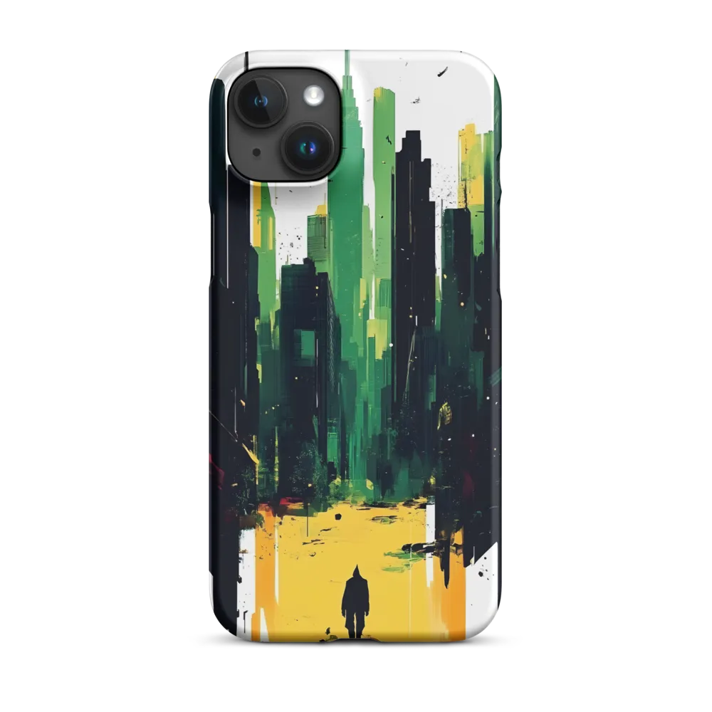 Abstract Urban Cityscape in Green and Yellow | Phone Case