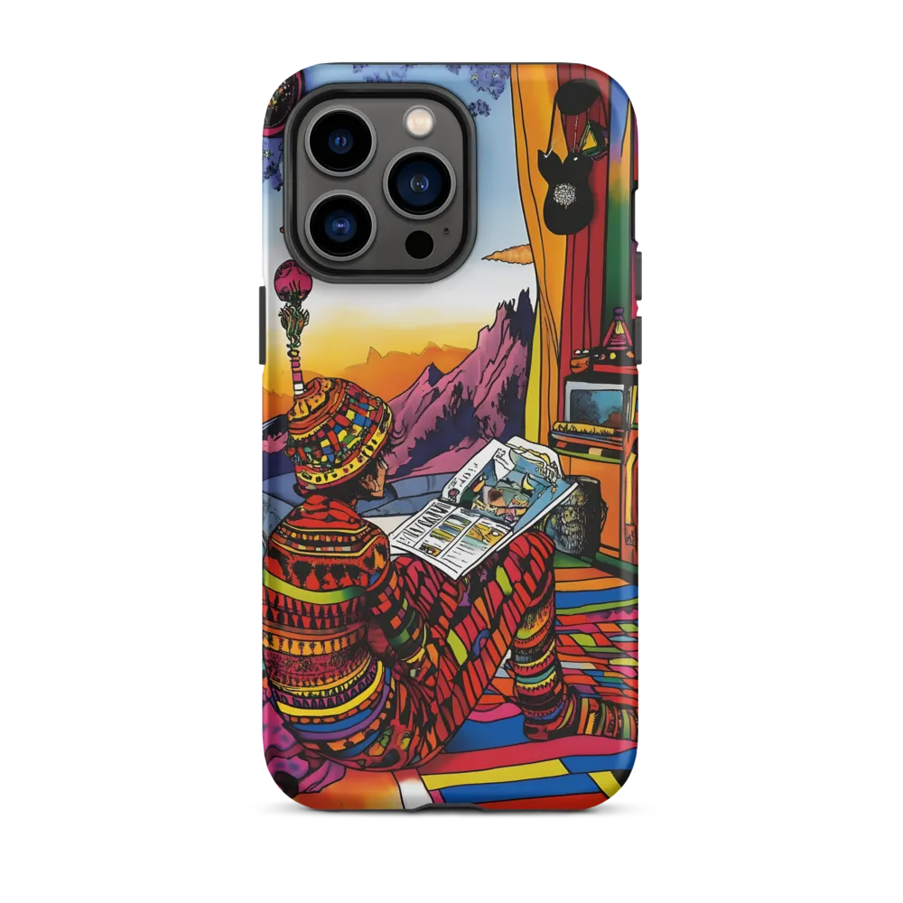 Psychedelic Person Reading in Colorful Room | Phone Case