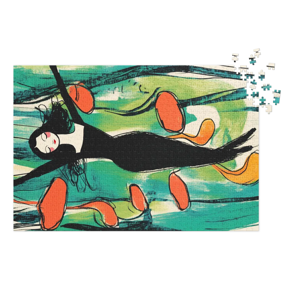 Modern Female Figure with Abstract Shapes