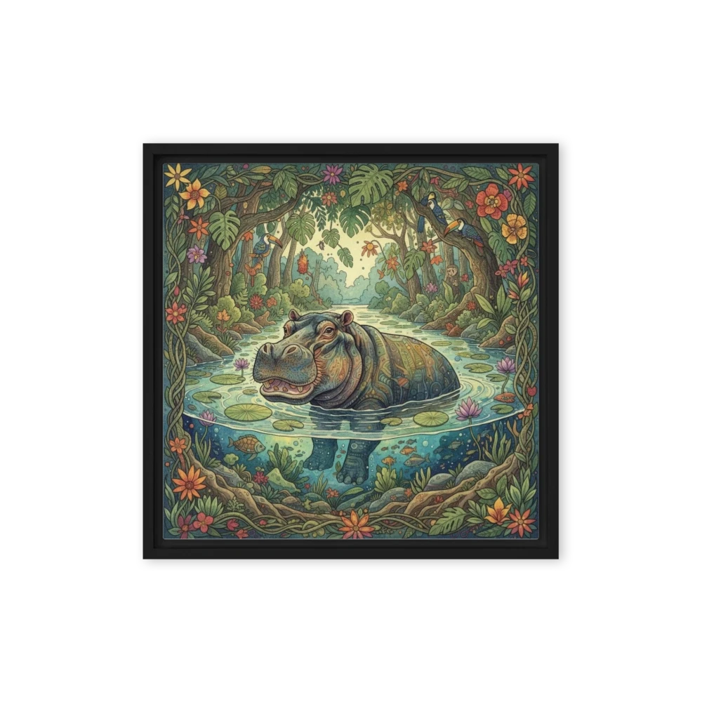 Hippo in the Lily Pond