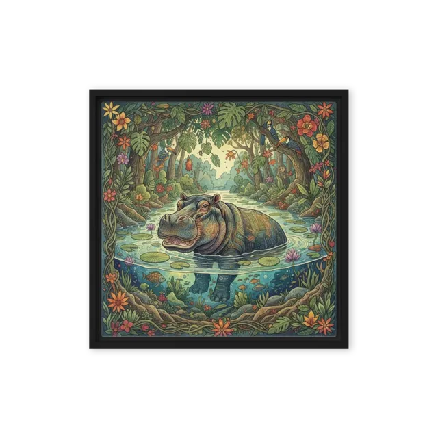 Hippo in the Lily Pond | Art Print