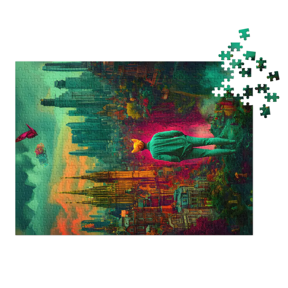 Surreal City Landscape with Figure
