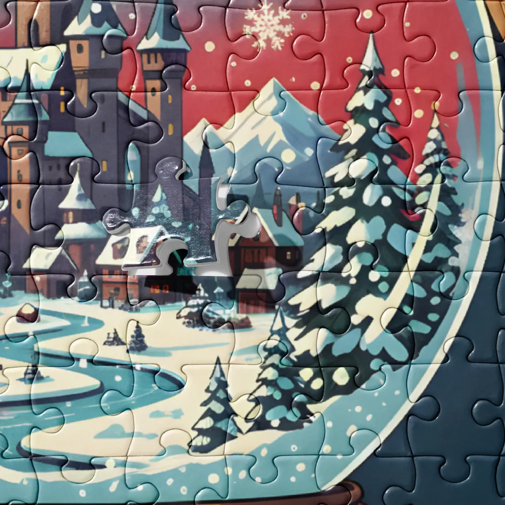 Winter Castle Snow Globe 
 Jigsaw Puzzle in Tin Box