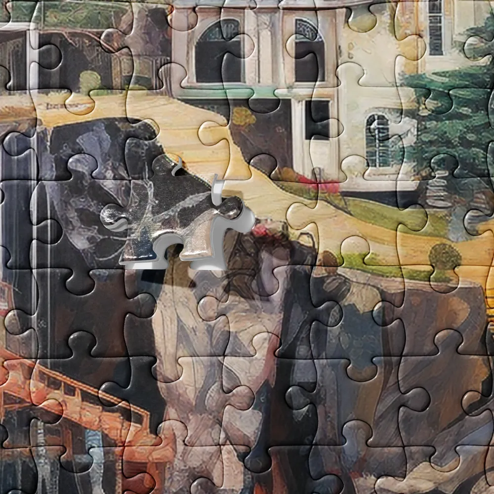 Painterly Surreal Cliffside Citadel 
 Jigsaw Puzzle