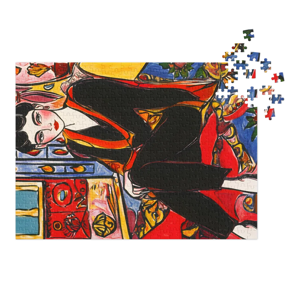 Expressionist Woman in Vibrant Interior