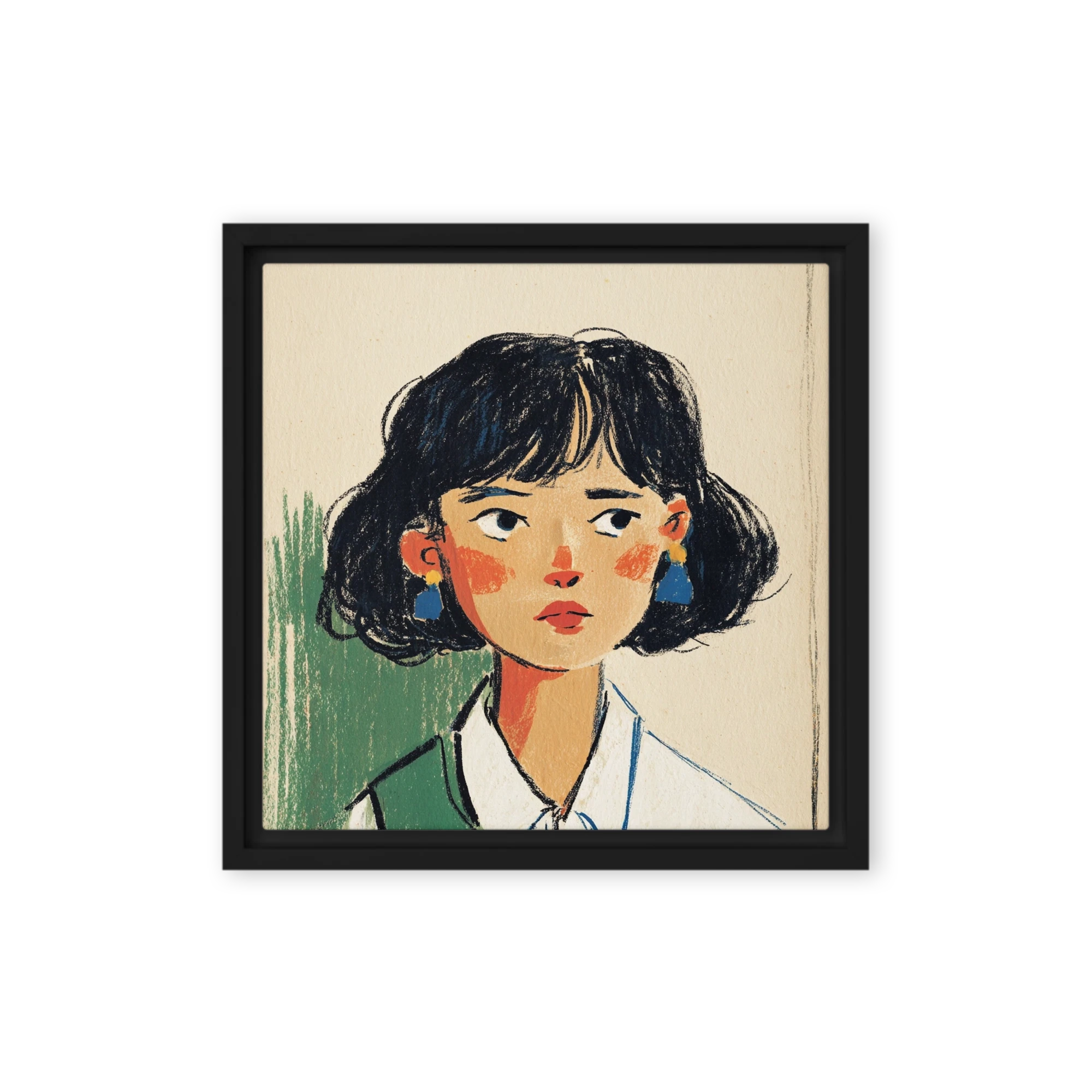 Girl with Blue Earrings | Art Print