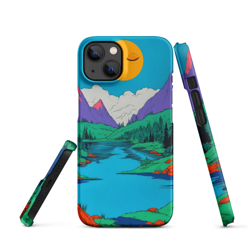 Vibrant Pop Art Landscape with River and Sun | Phone Case