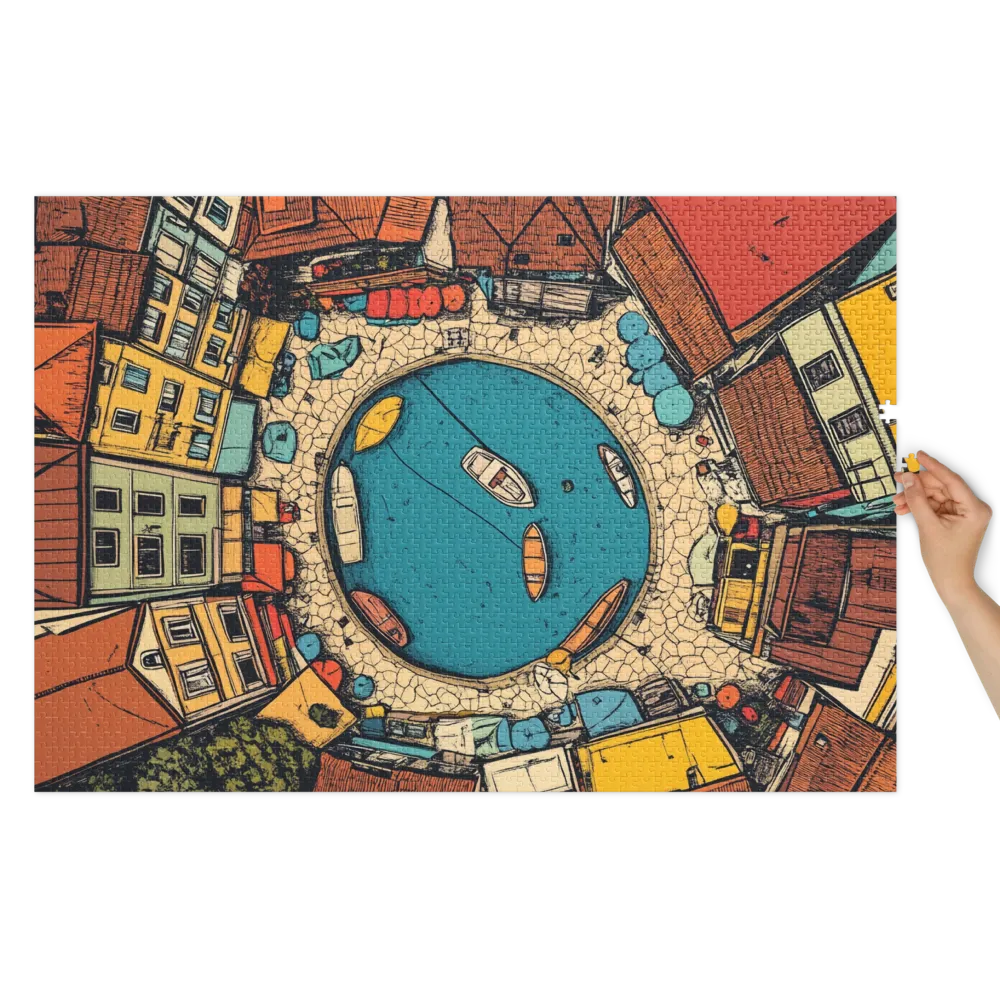 Aldeia Portuária Colorida 
 Puzzle em caixa de metal