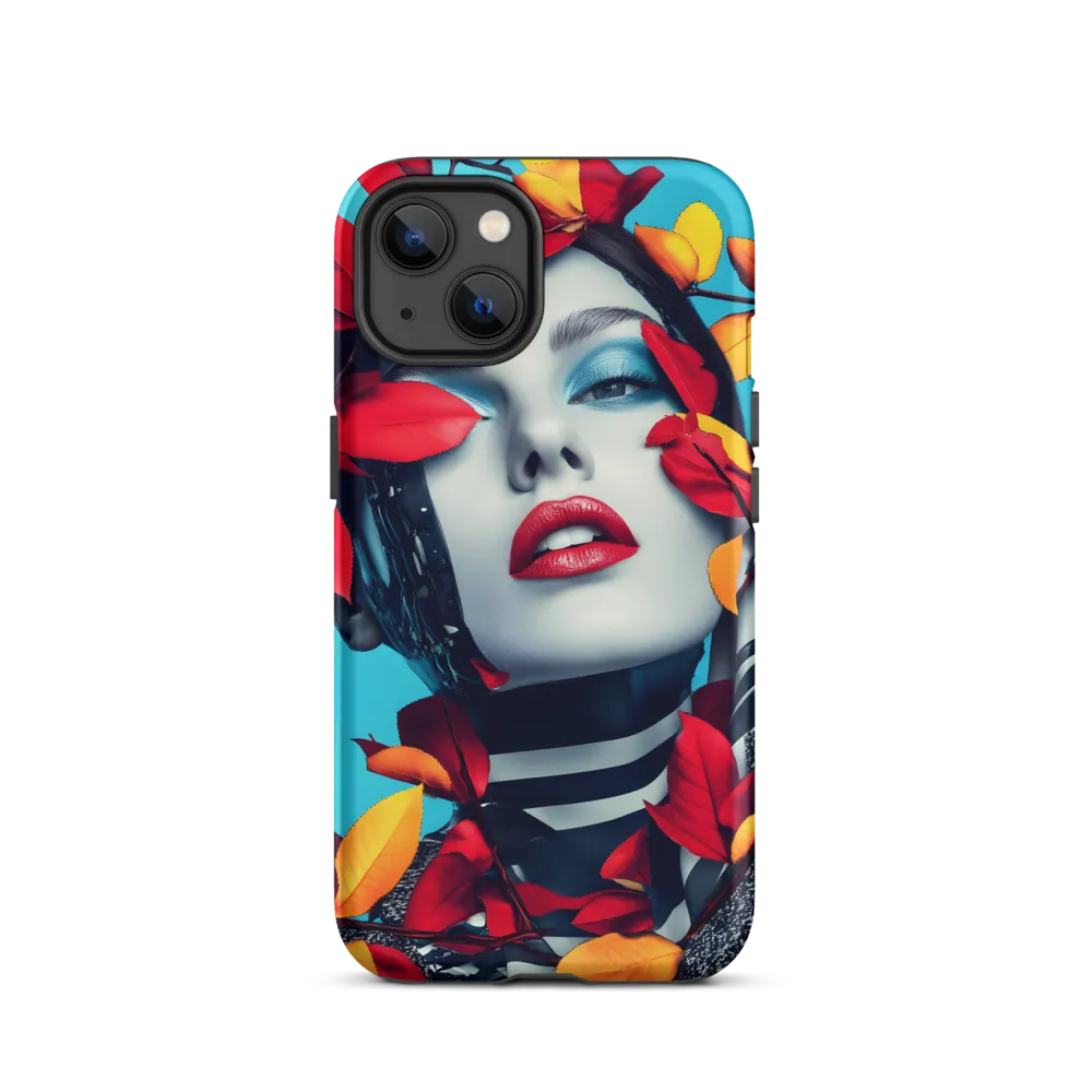 Surreal Portrait with Robot and Leaves | Phone Case