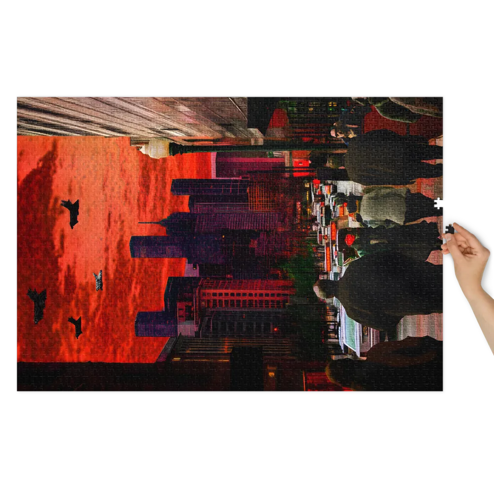 Crimson Apocalypse City 
 Jigsaw Puzzle in Tin Box