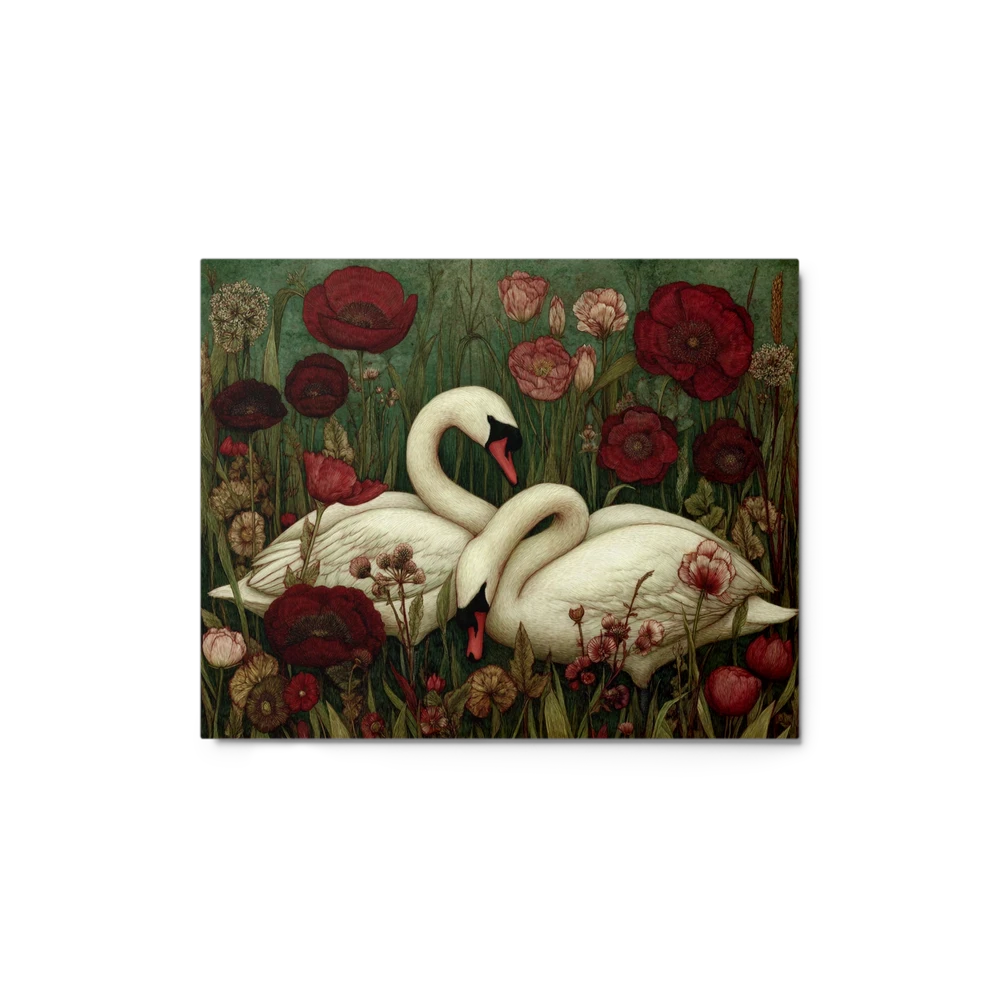 Swans in Poppy Field | Art Print
