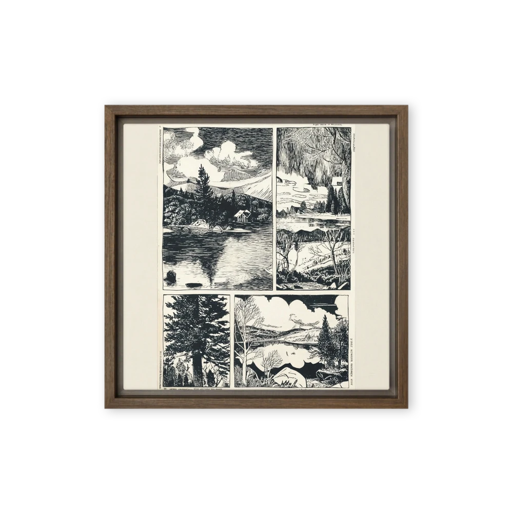 Mountain Lake Woodcut | Art Print