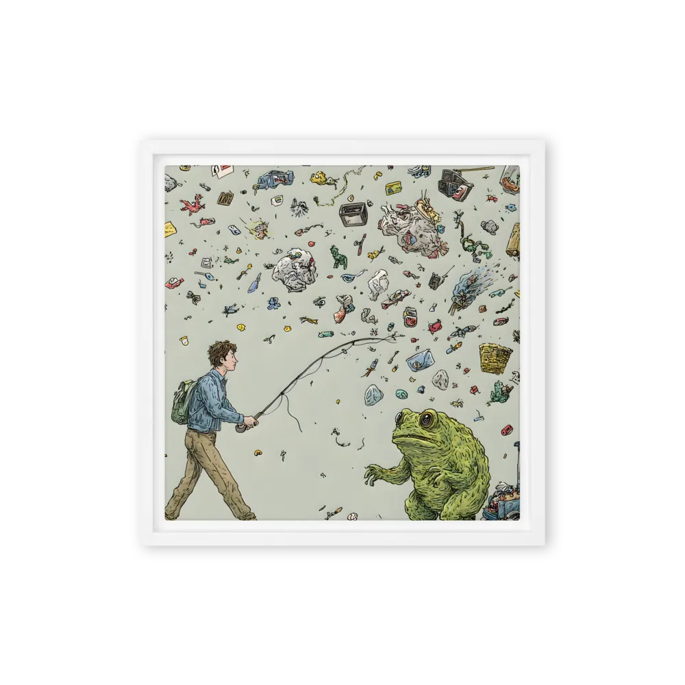 Frog Fisherman's Catch 
 Canvas | 8″x 8″