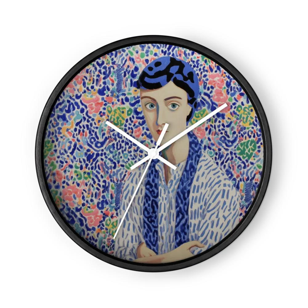 Woman in Blue Scarf | Wall Clock