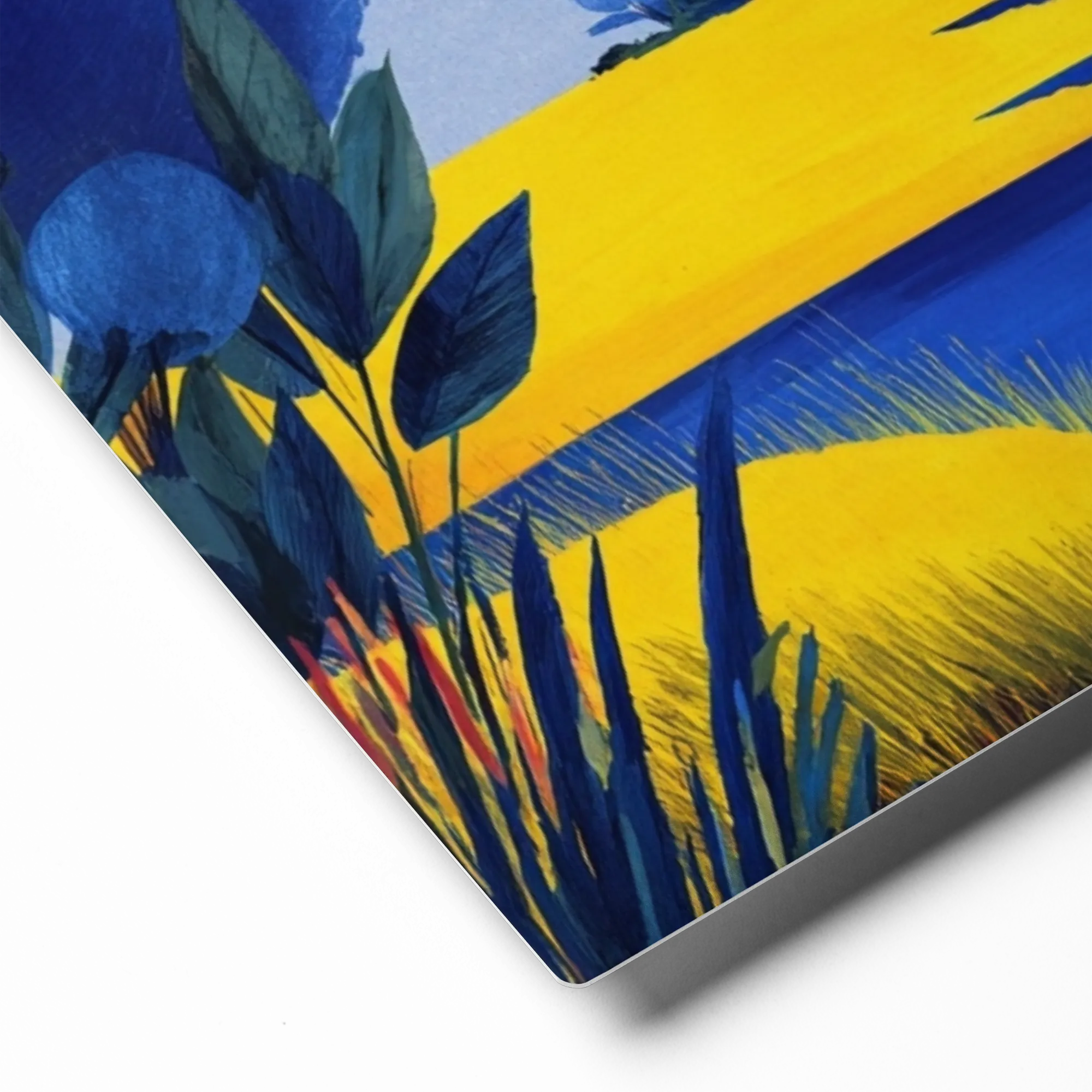 Azure River and Yellow Fields 
 Metal Print | 12″x 12″