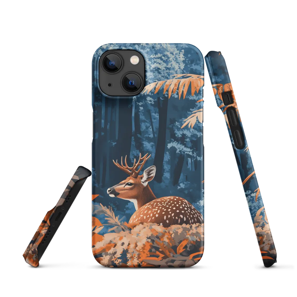 Illustrated Deer in Vibrant Blue Forest | Phone Case