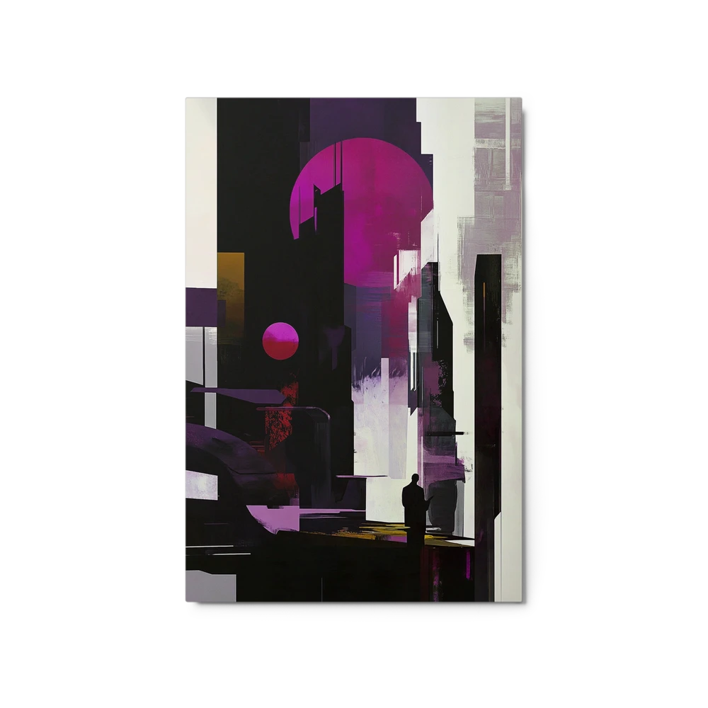 Solitary Figure in Abstract Cityscape | Art Print