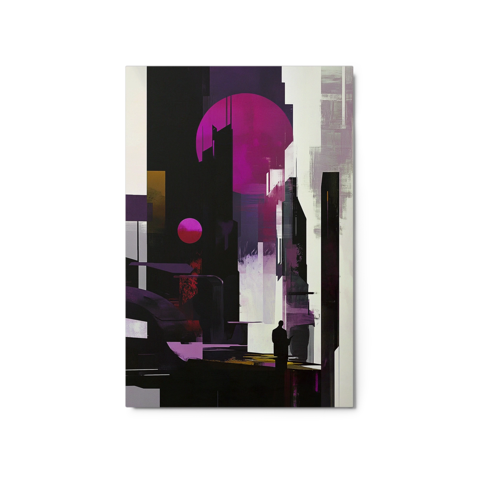 Solitary Figure in Abstract Cityscape