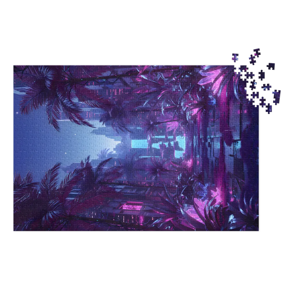 Neon Oasis Cascade 
 Jigsaw Puzzle in Tin Box