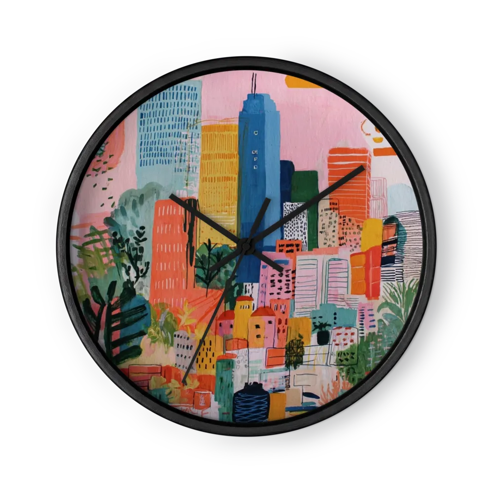Vibrant Pastel City Skyline | Wall Clock