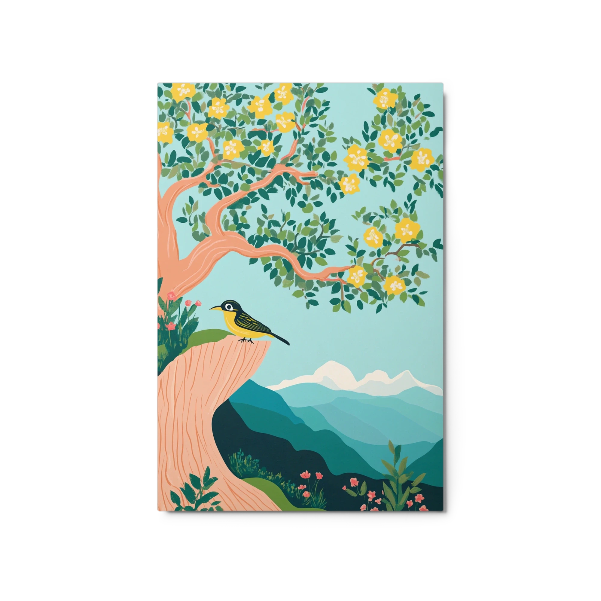 Stylized Tree and Bird Illustration