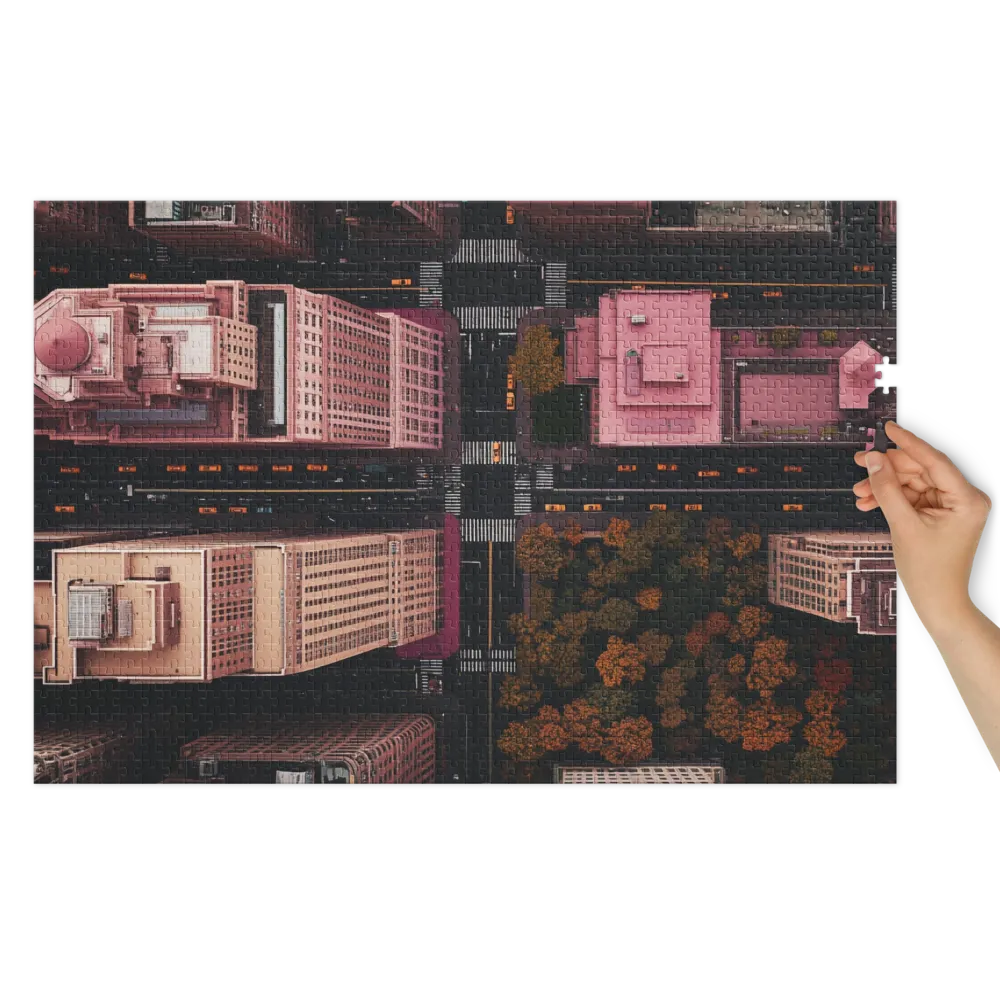 Aerial Cityscape in Pink | Jigsaw Puzzle (252/520 pieces)