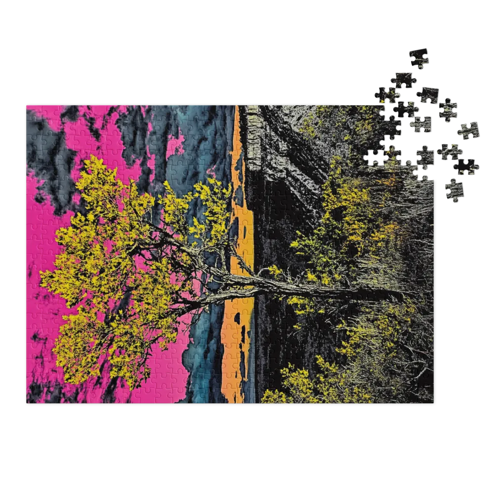 Surreal Tree in Magenta Sky