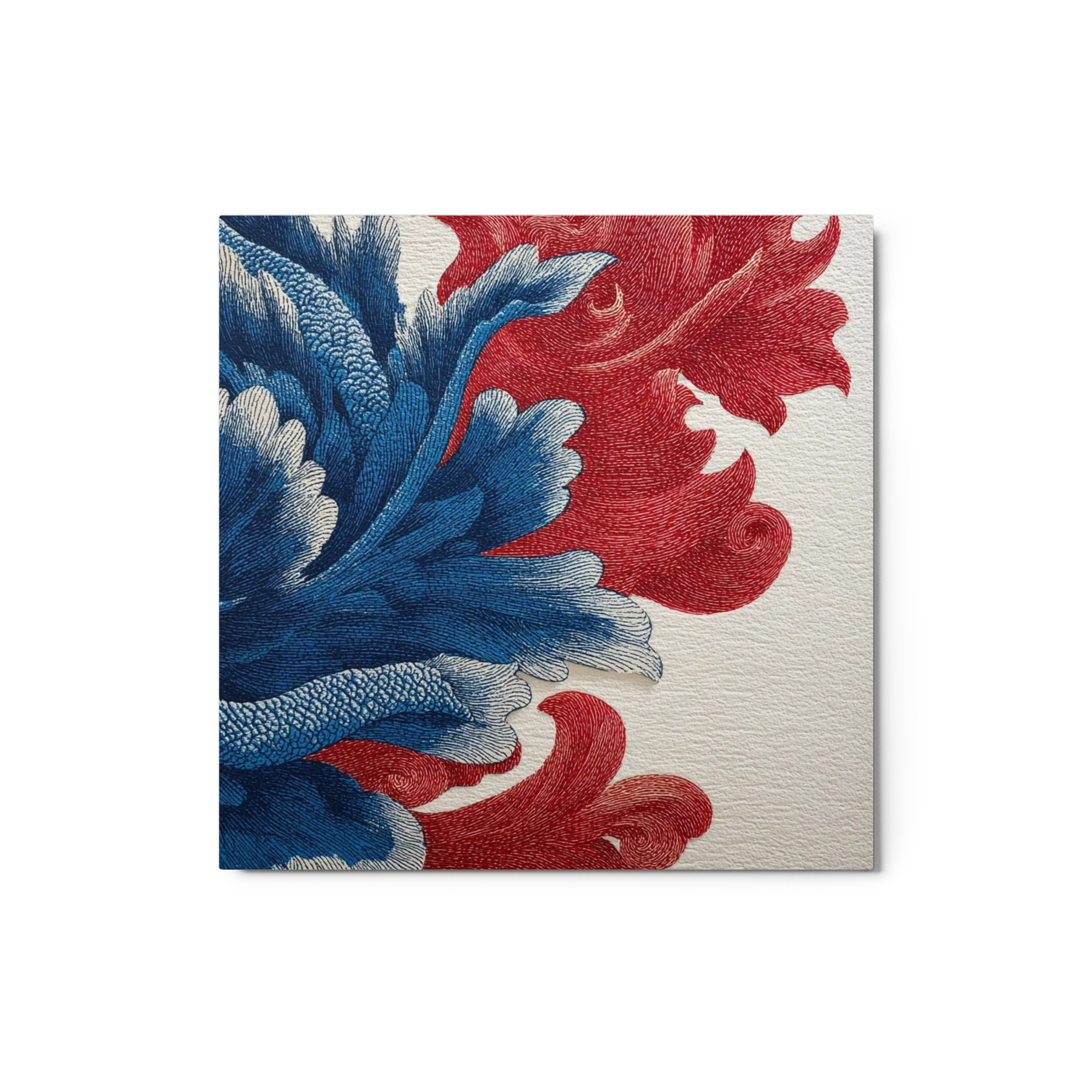 Intricate Blue and Red Botanicals