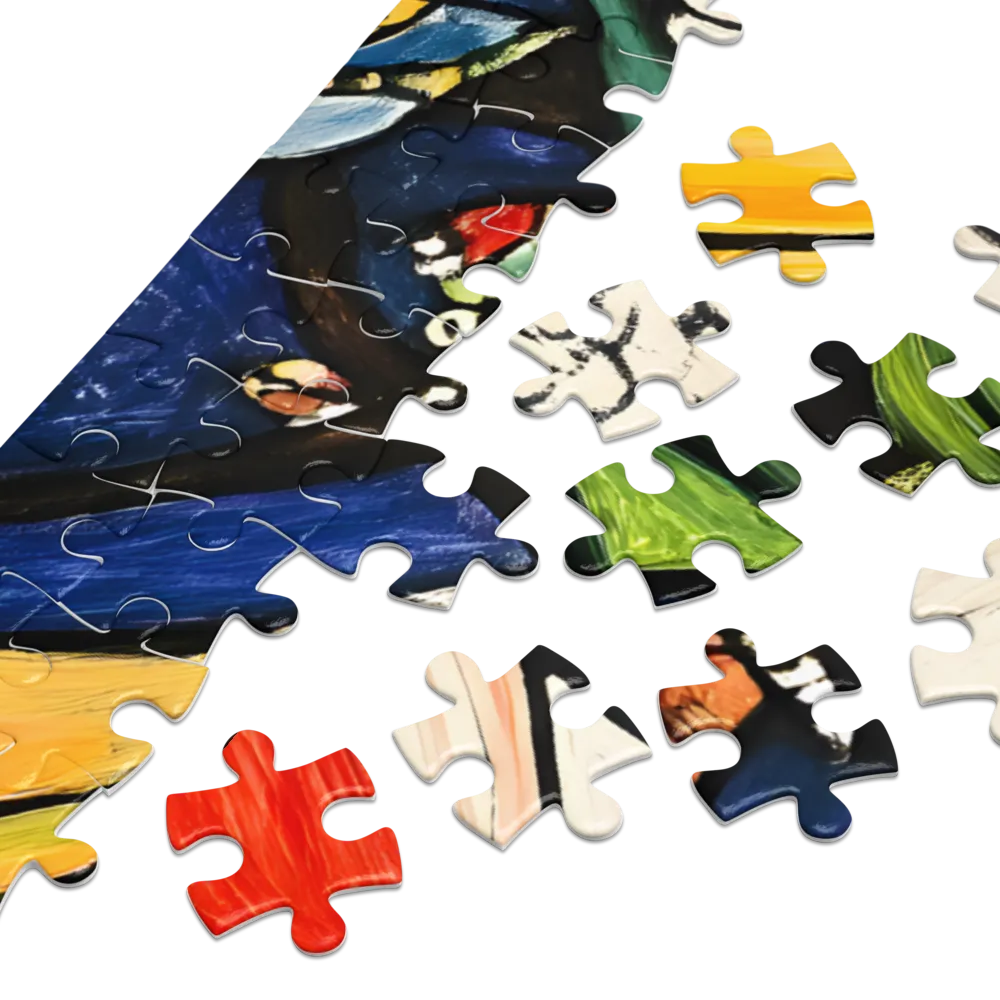 Papagaio da Selva em Estilo Vitral 
 Puzzle em caixa de metal
