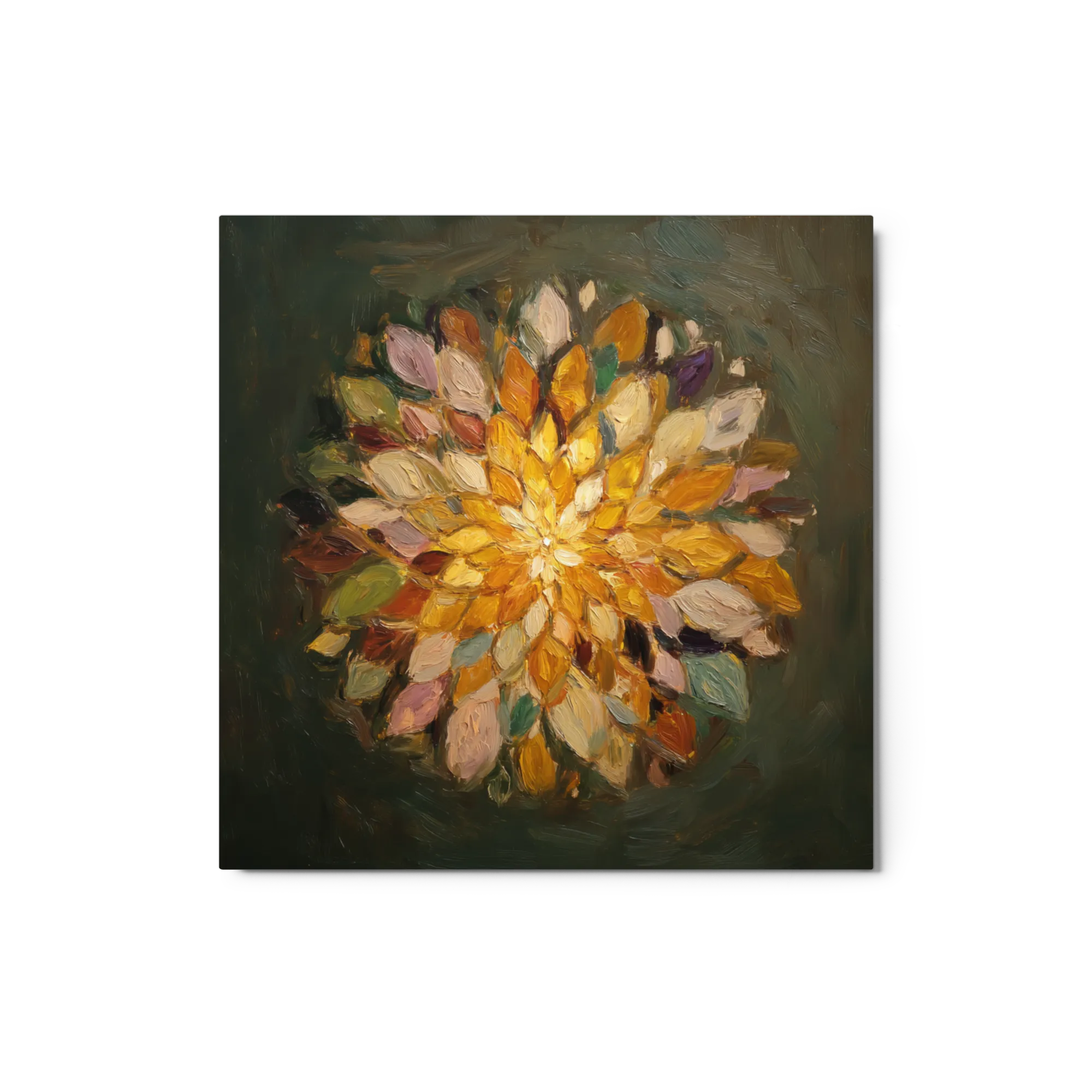 Golden Bloom Impasto 
 Canvas | 10″x 10″