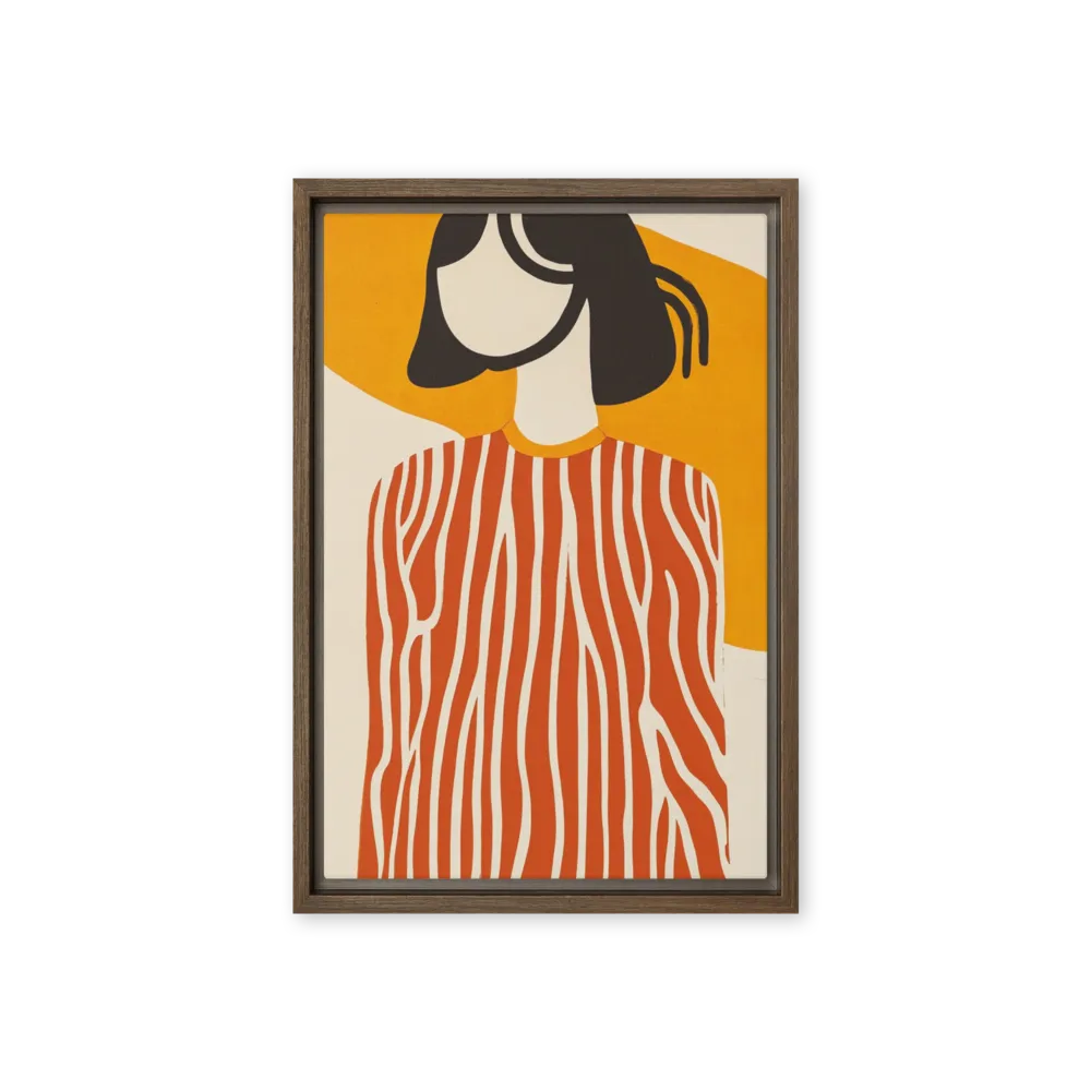 Abstract Faceless Woman 
 Canvas with White Frame