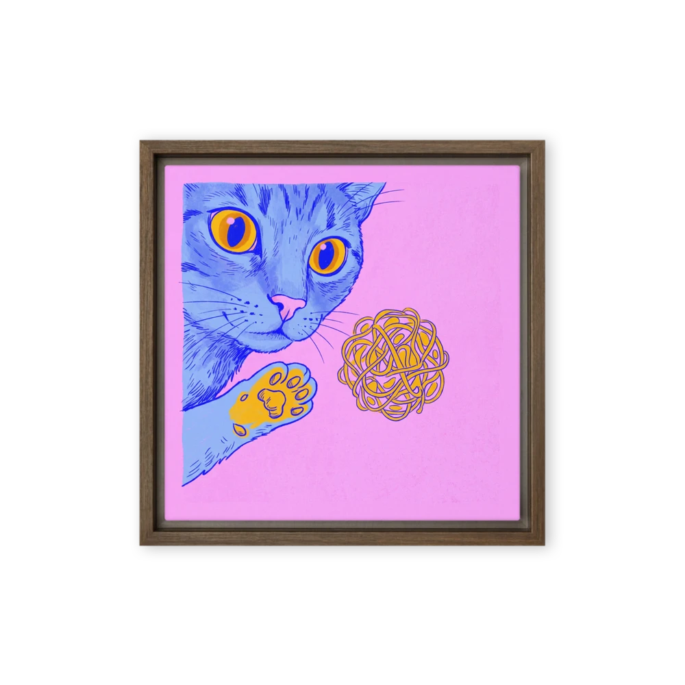 Blue Cat and Yellow Yarn | Art Print
