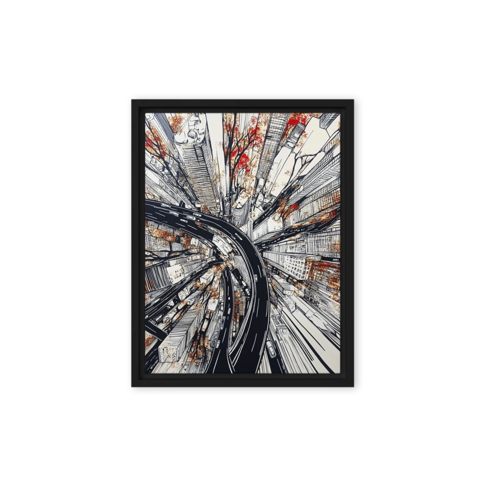 Dynamic Cityscape with Winding Highway
