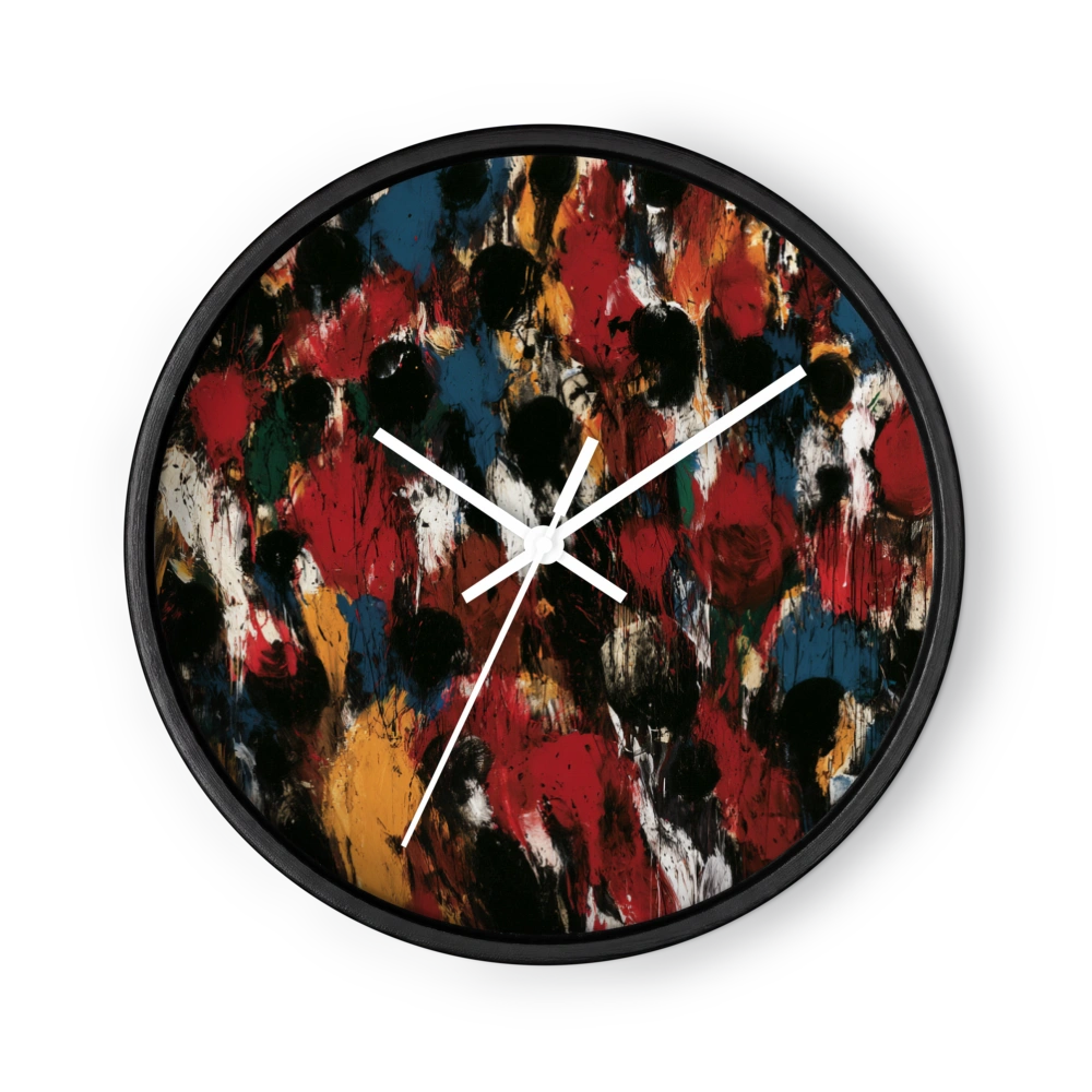 Gestural Action Expressionism Clocks — Oxblood, Ochre, Carbon Black