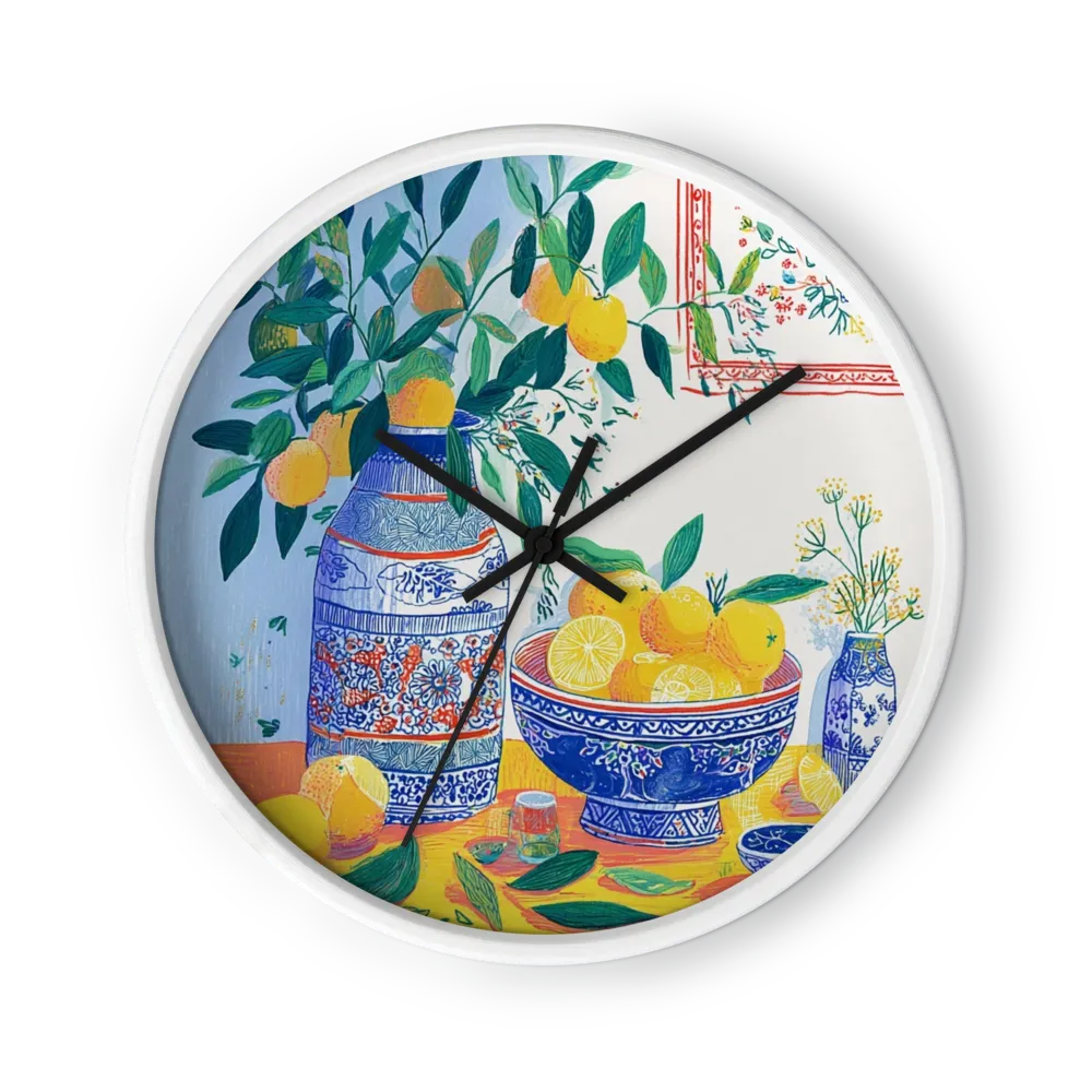 Lemons in Blue Ceramic Vase