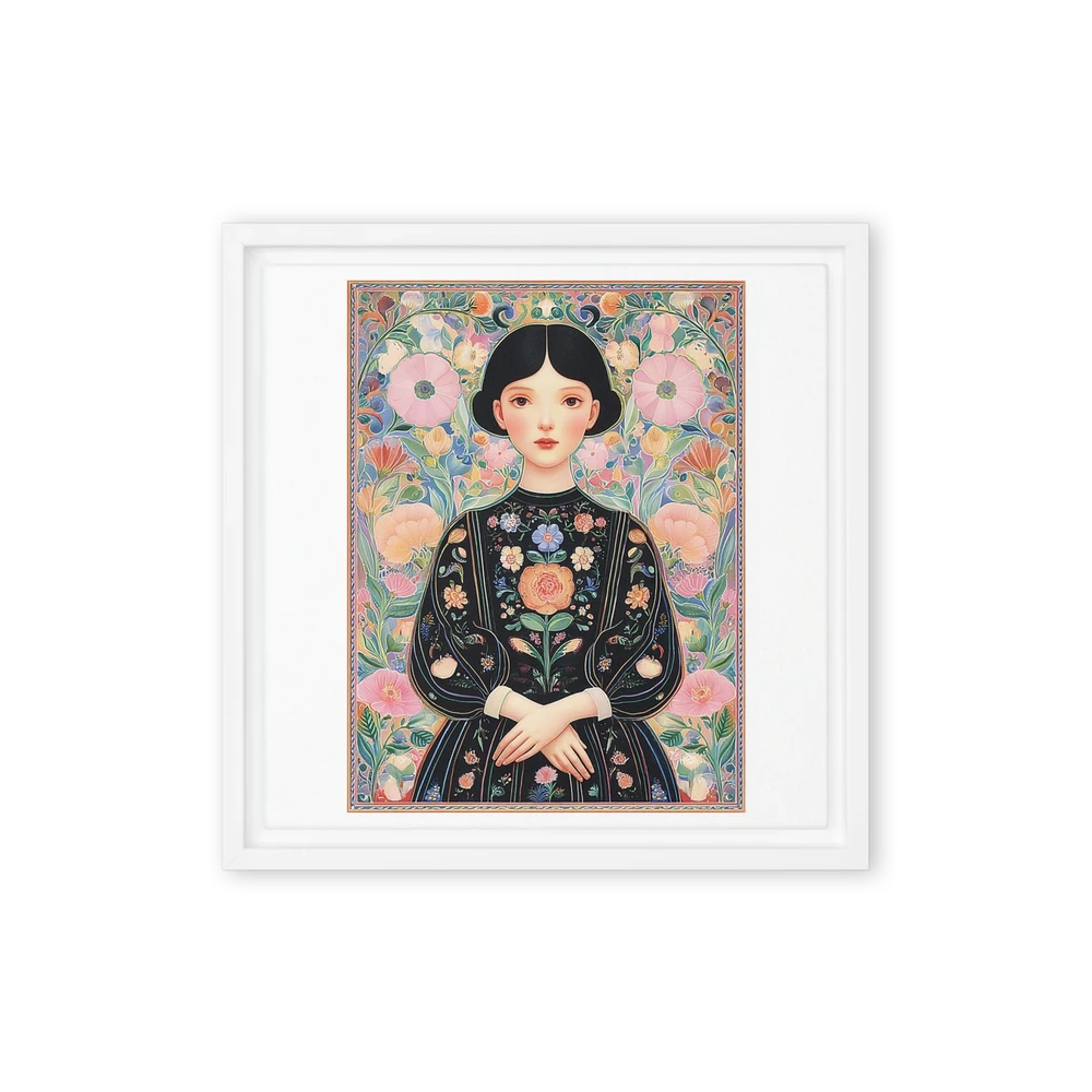 Woman in Floral Frame | Art Print