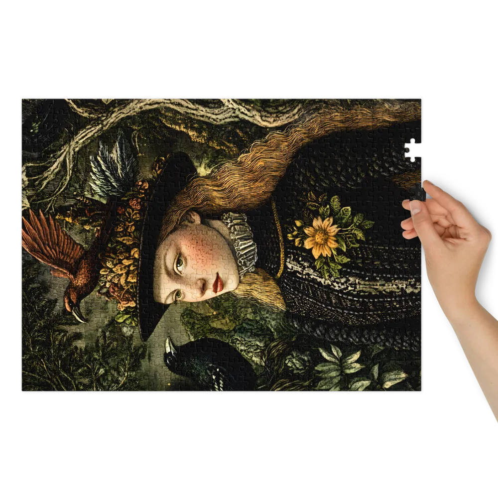 Retrato Mulher Floresta 
 Puzzle em caixa de metal