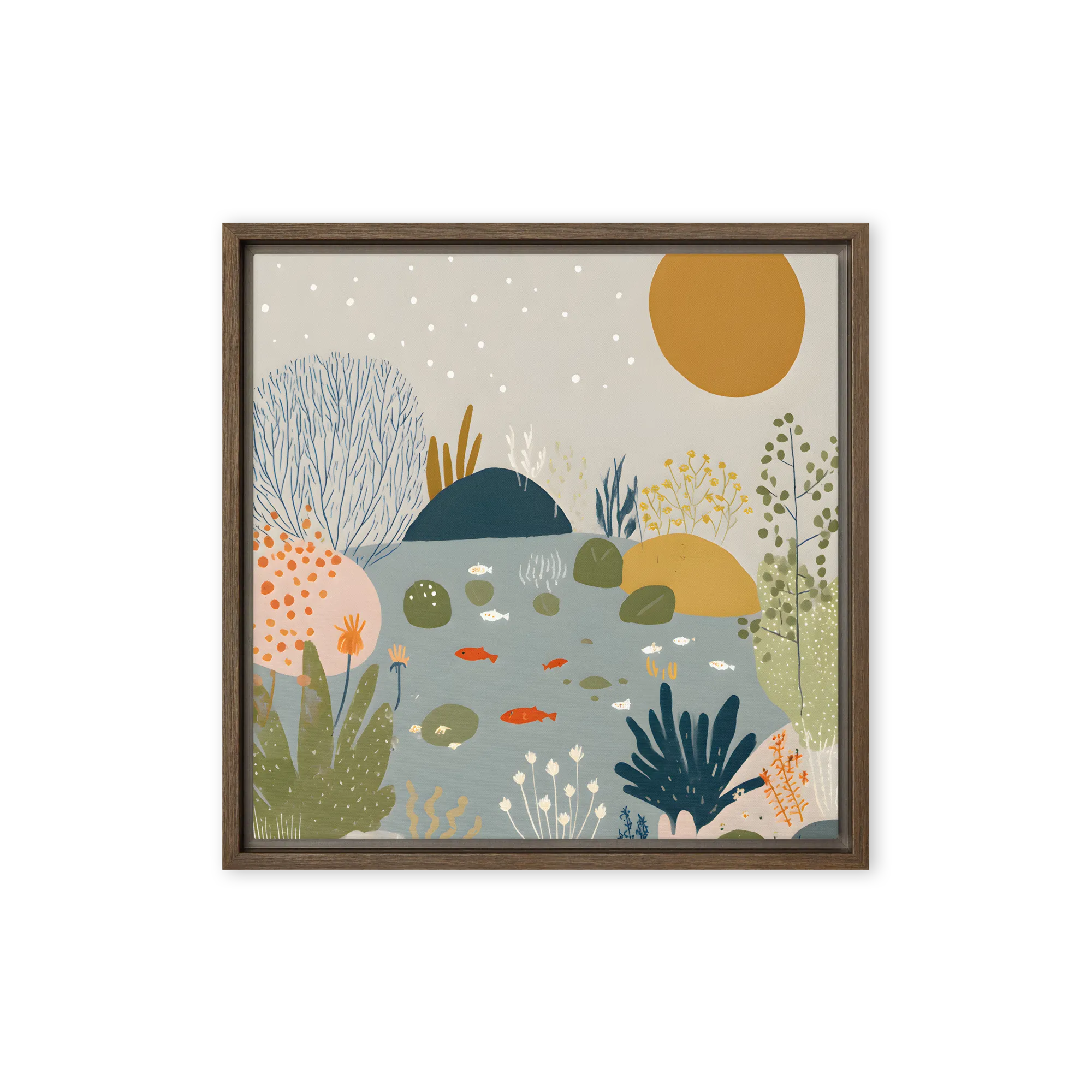 Whispers of the Pond 
 Canvas with White Frame