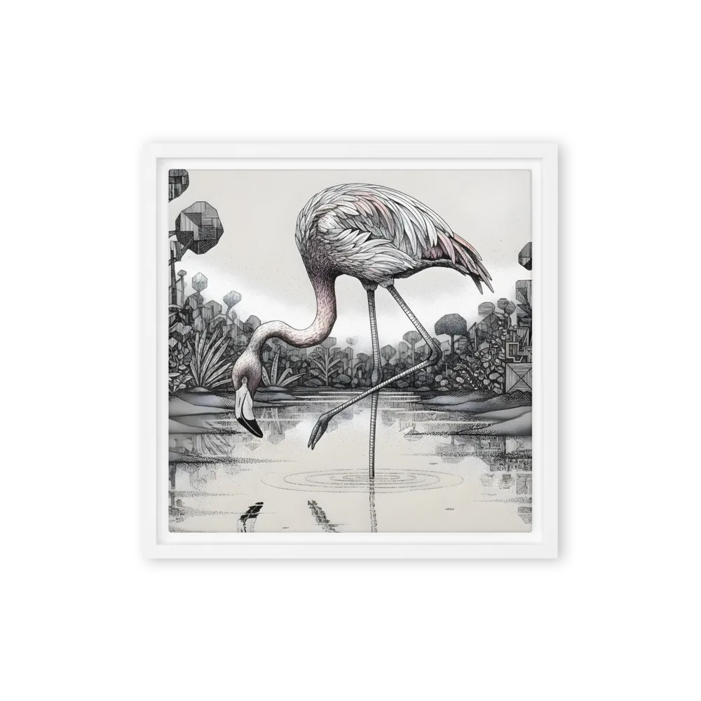 Flamingo at the Pond 
 Canvas | 12″x 12″